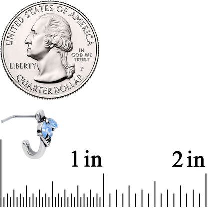20G 5/16 Blue Faux Opal L Shaped Faux Hoop Nose Ring