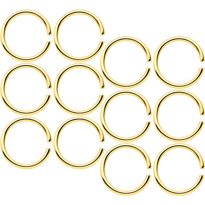18G 5/16 Gold Tone Anodized Seamless Circular Ring Set of 12