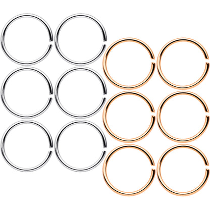 20G 5/16 Steel Rose Gold Tone Anodized Seamless Circular Ring Set of 12