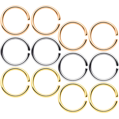 18G 5/16 Gold Tone Rose Gold Tone Anodized Seamless Circular Ring Set of 12