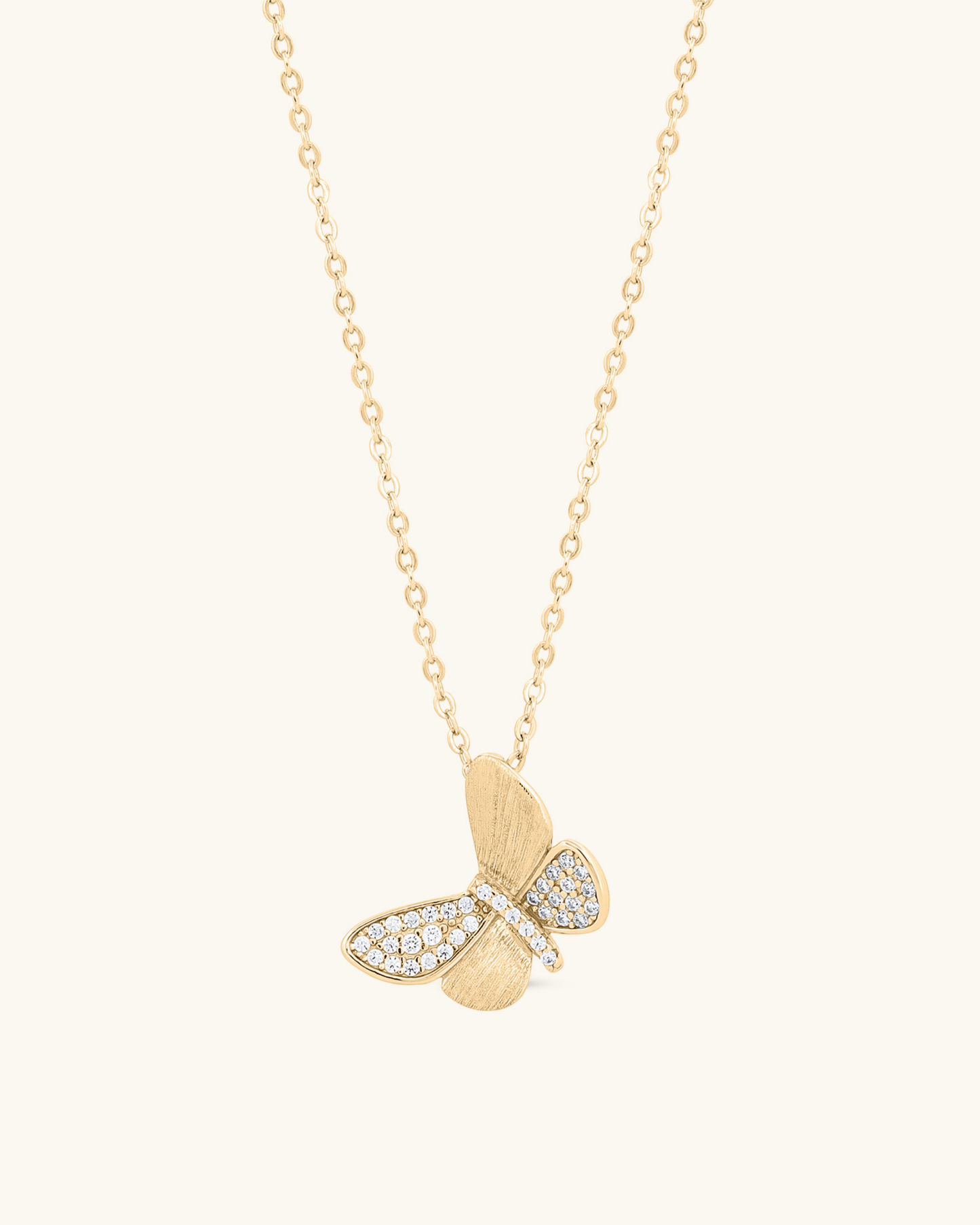 Matte Pave Stone Butterfly Necklace