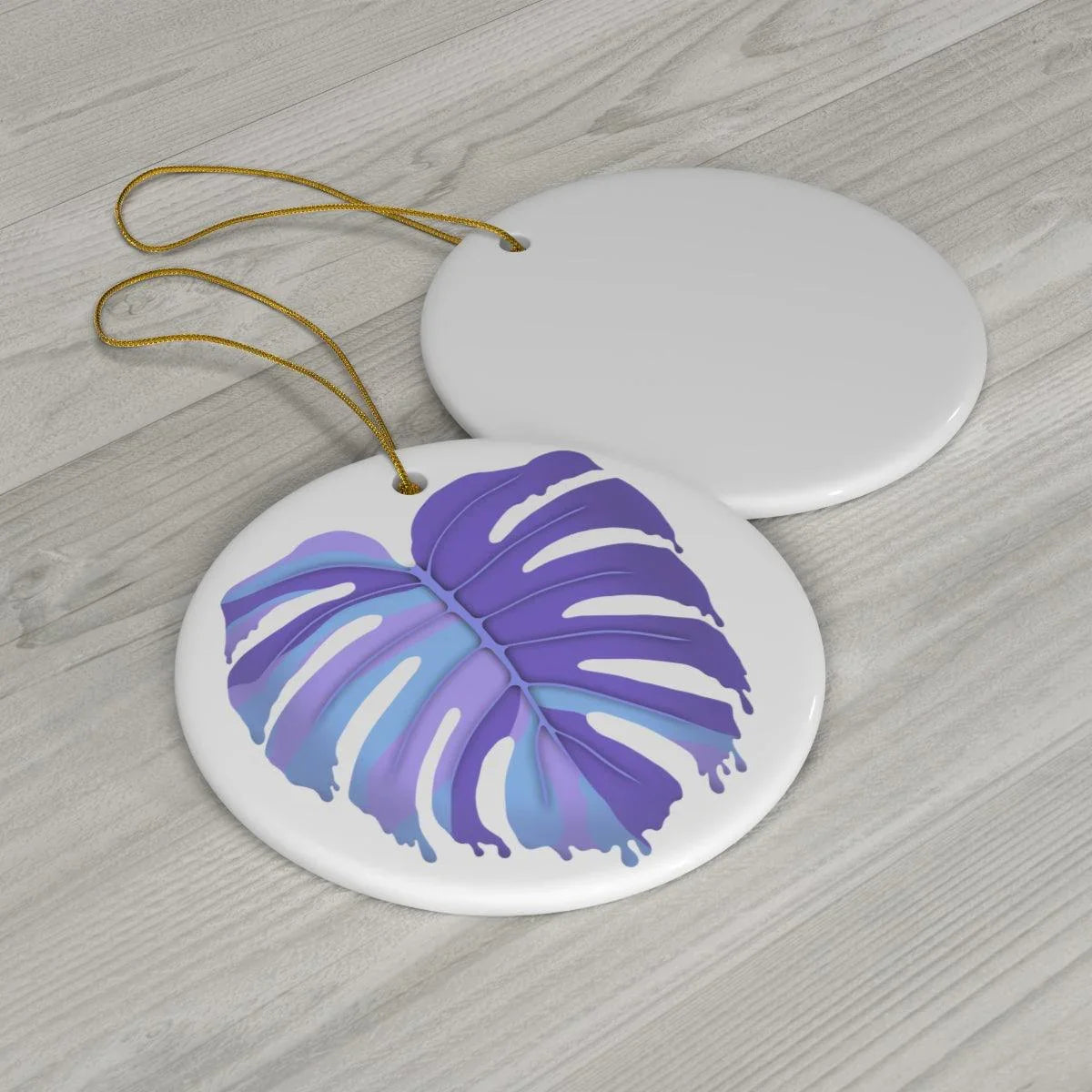Purple Monstera Ceramic Ornament