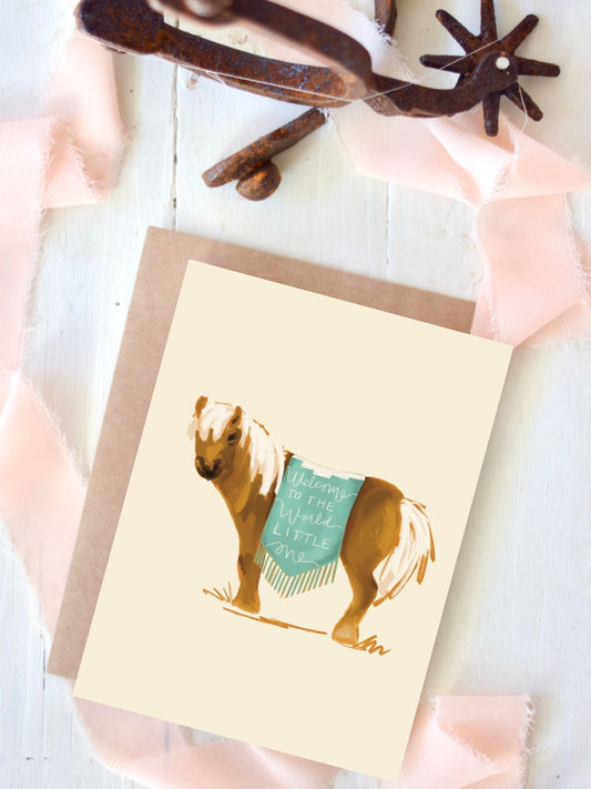Welcome Little One Pony Baby Card
