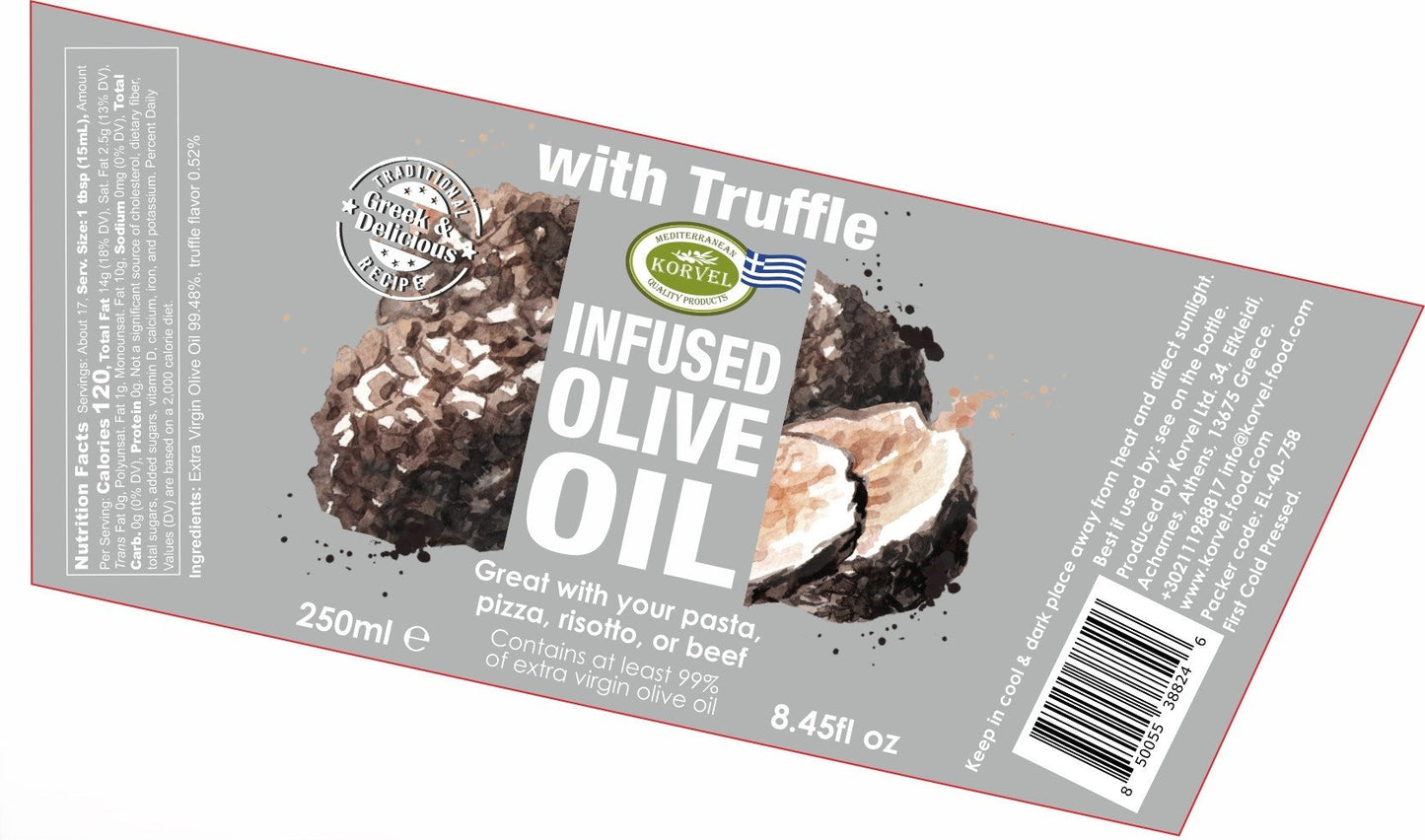 KORVEL Greek Extra Virgin Olive Oil with Truffle - 8.45 fl oz