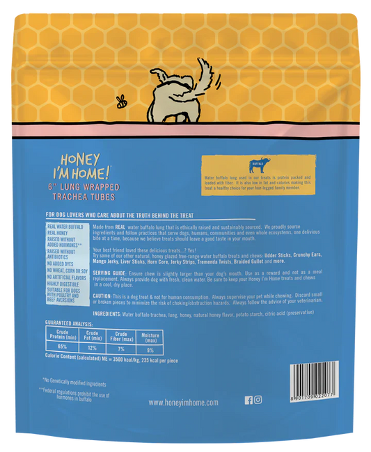 Honey Dog Buffalo Trachea Lung 6" (3pk)