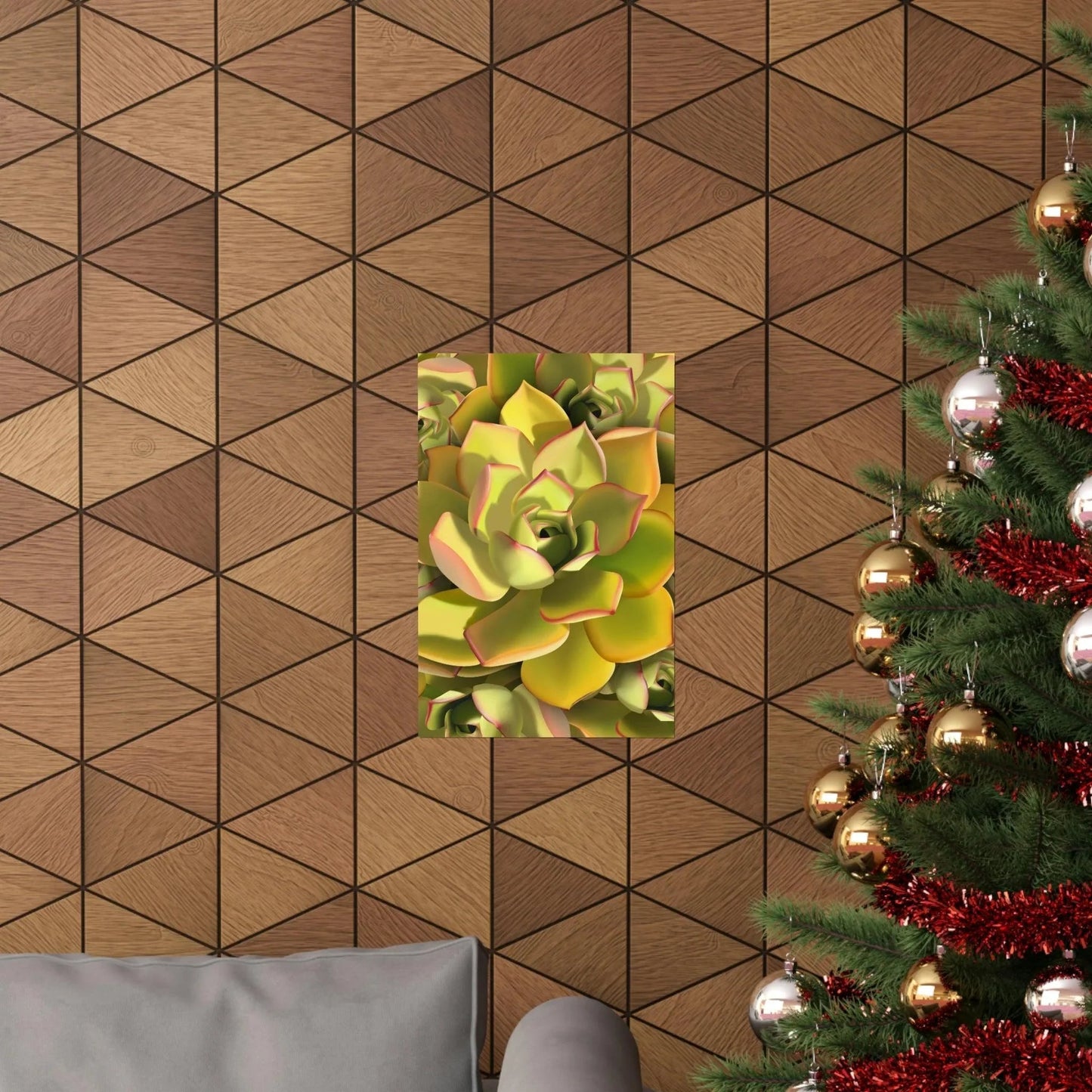 Noble Aeonium Succulent Pattern Botanical Print – Unframed Wall Art