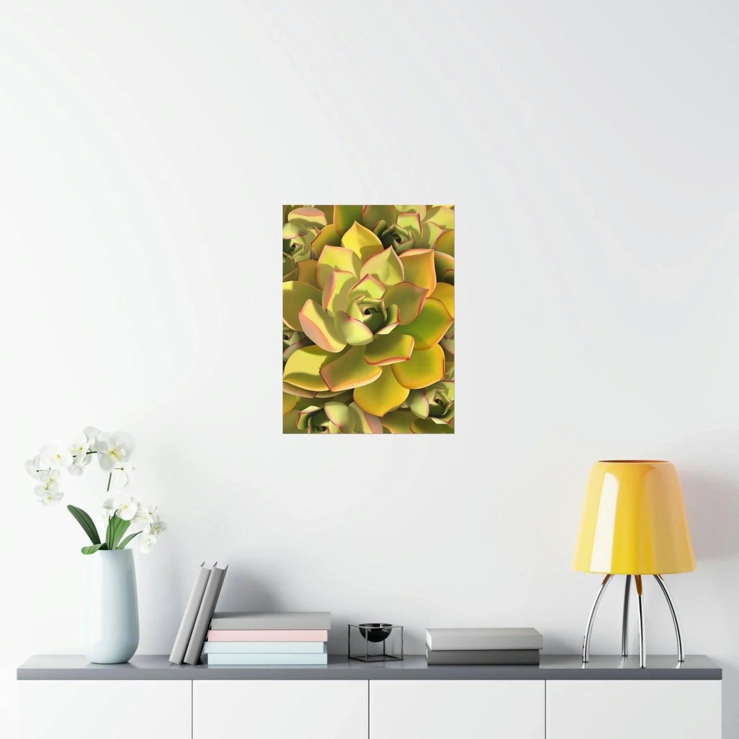 Noble Aeonium Succulent Pattern Botanical Print – Unframed Wall Art