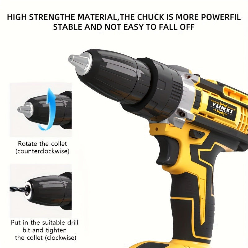 21V Multi-function Impact Drill Set Wireless Power w/ Battery And Quick Charger