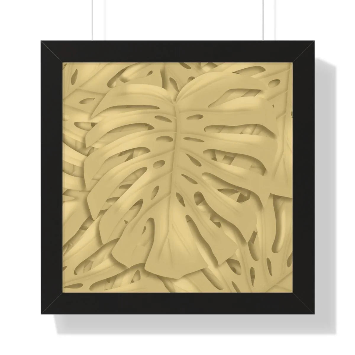 Golden Monstera Framed Print – Botanical Wall Art