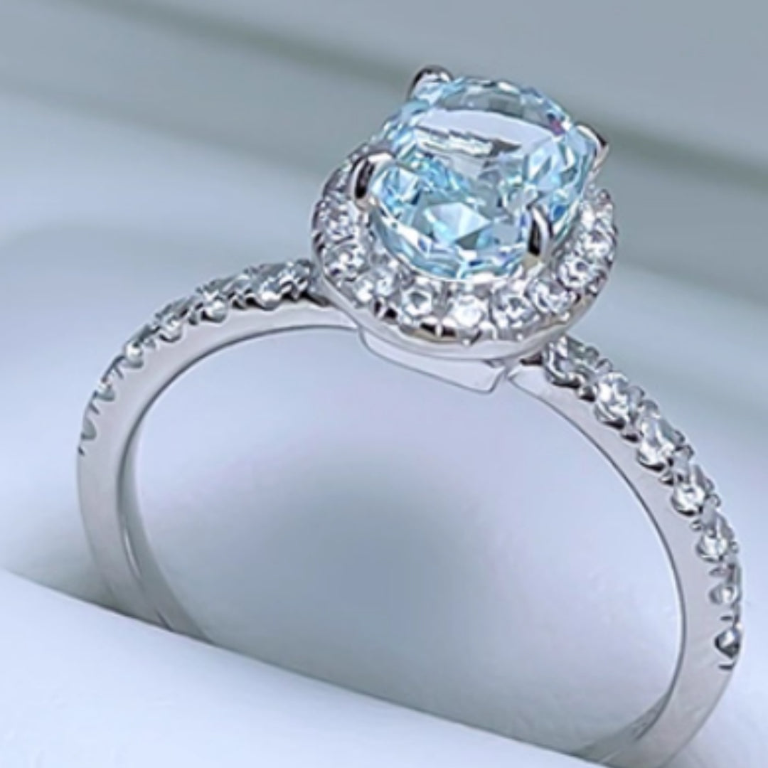 1.5 Carat Fresh Navy Blue Treasure Ring, Light Luxury And Niche