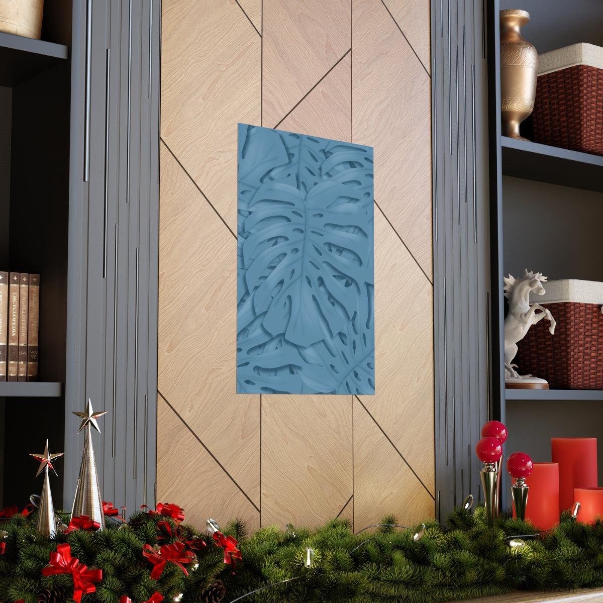 Cerulean Monstera Botanical Print – Unframed Wall Art
