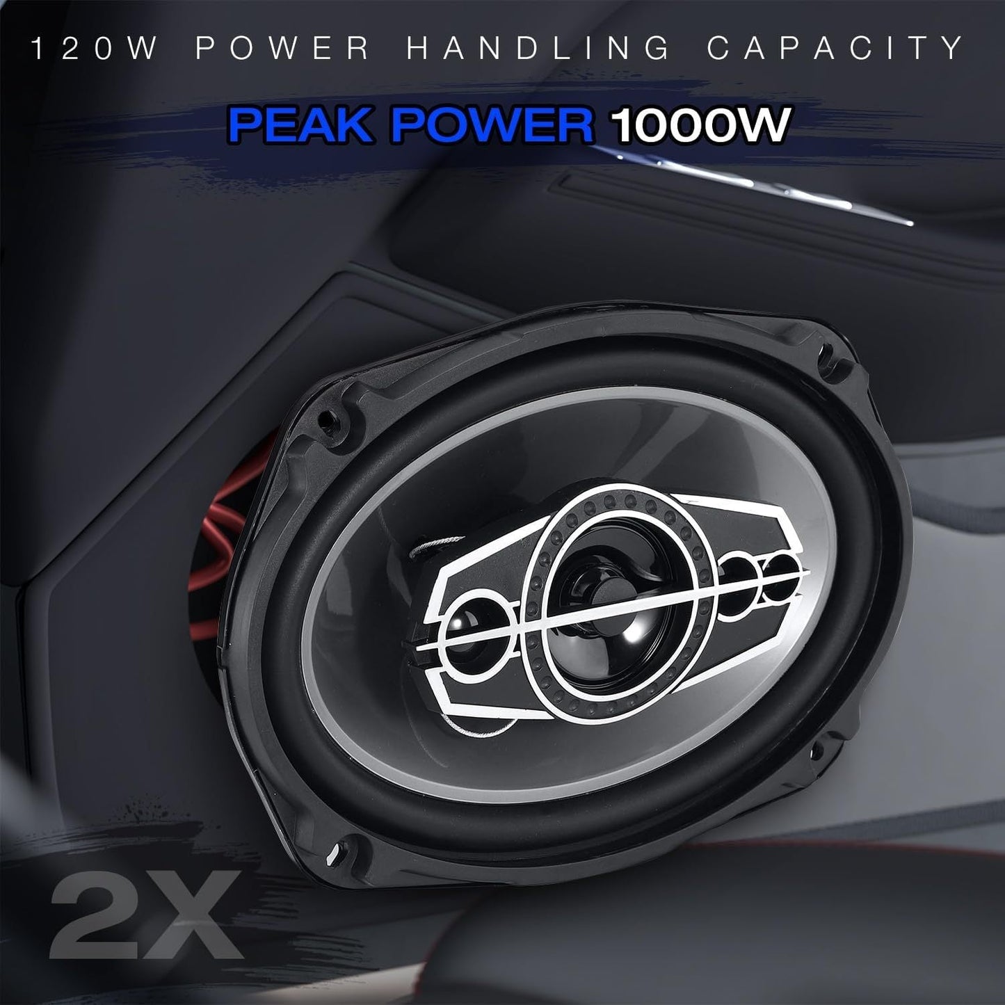 6 X 9 Coaxial Audio Speakers (Pair) 5-way 1000W Peak 4 Ohm Coaxial Tweeters Door Speakers