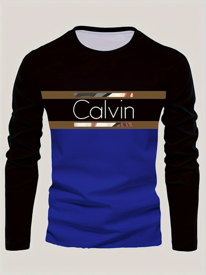 Men'S 3D Digital Printing Crew Neck Long-sleeved T-shirt | Casual Style, Slight Stretch Fabric, All Over Print, Regular Fit, Ideal for Fall/Winter, Perfect Gift for Family and Friends