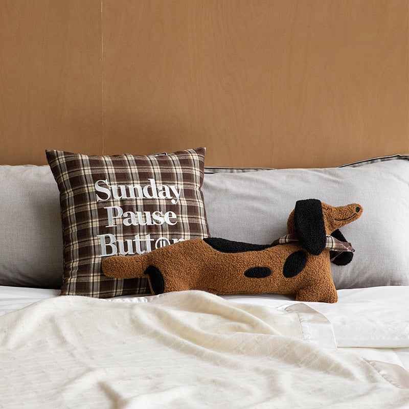 Puppy Striped Waist Support Shaped Couch Pillow