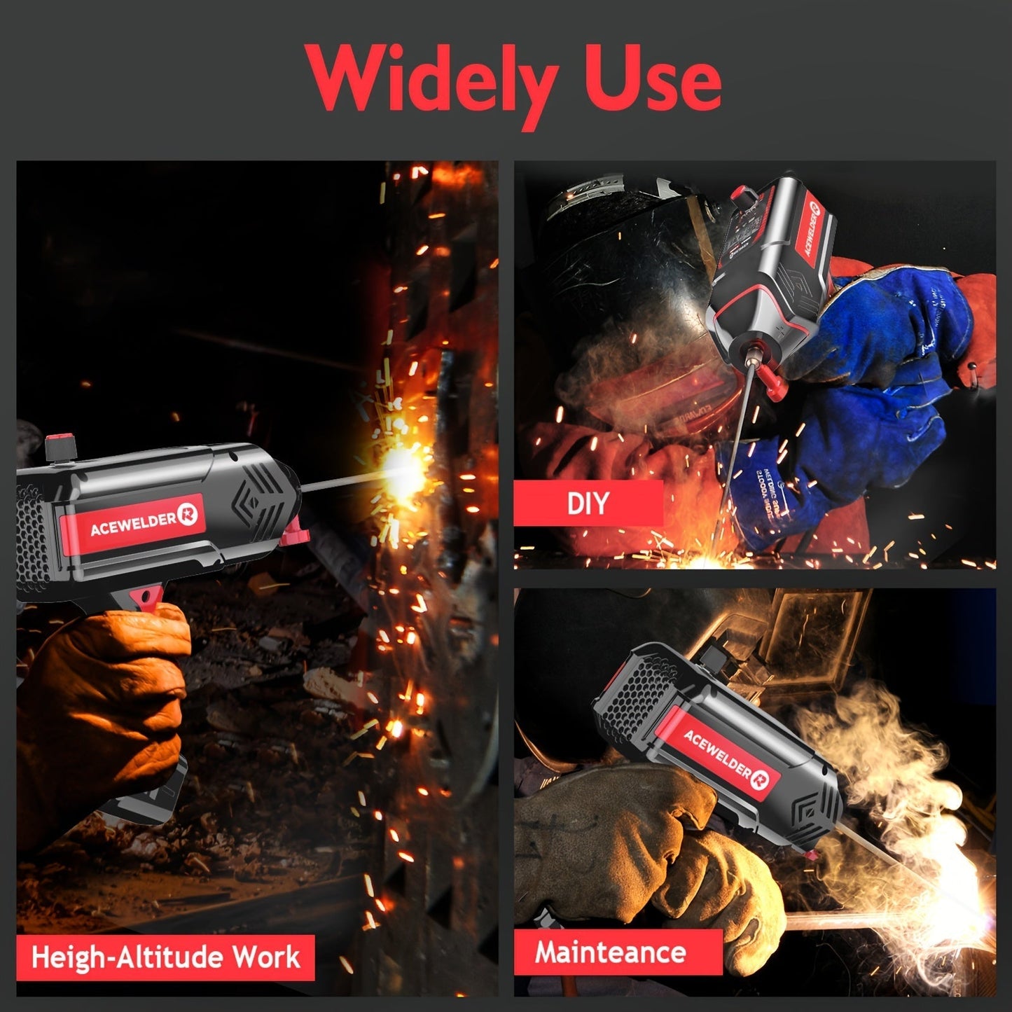 ACEWELDER 120Amp Handheld Welding Machine 110V Portable Electric ARC Welder Gun with Inverter Current Adjustment Stick Welder IP21S