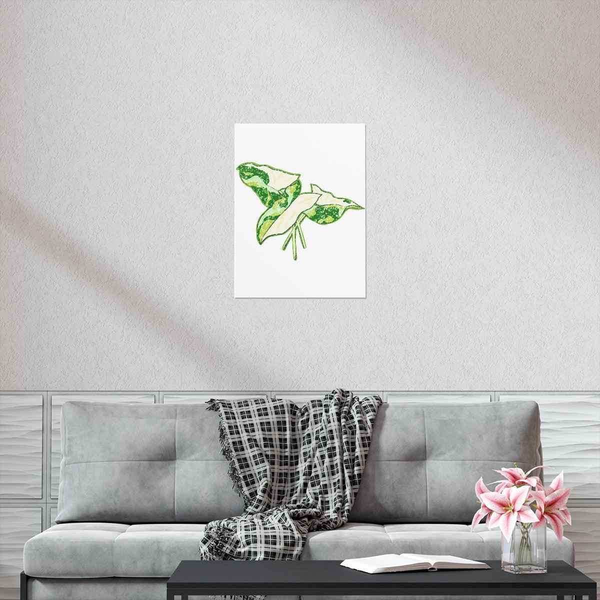 Marble Syngonium Botanical Print – Unframed Wall Art