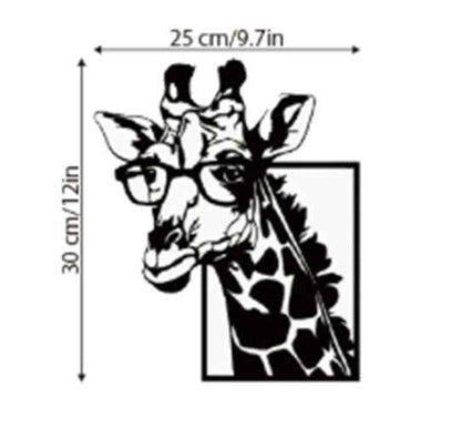 Animal Wearing Glasses Giraffe Silhouette Wall Hanging