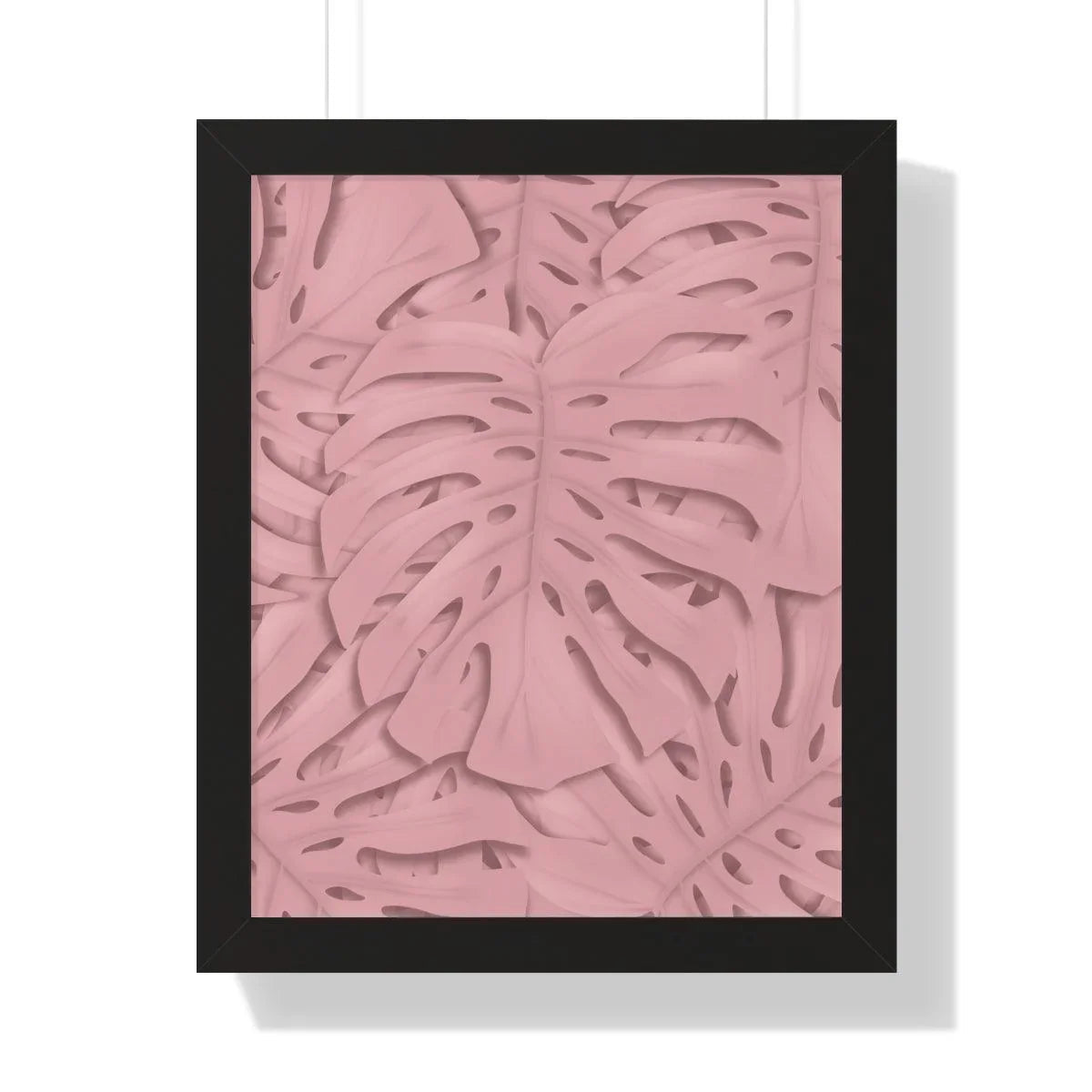 Soft Pink Monstera Framed Print – Botanical Wall Art
