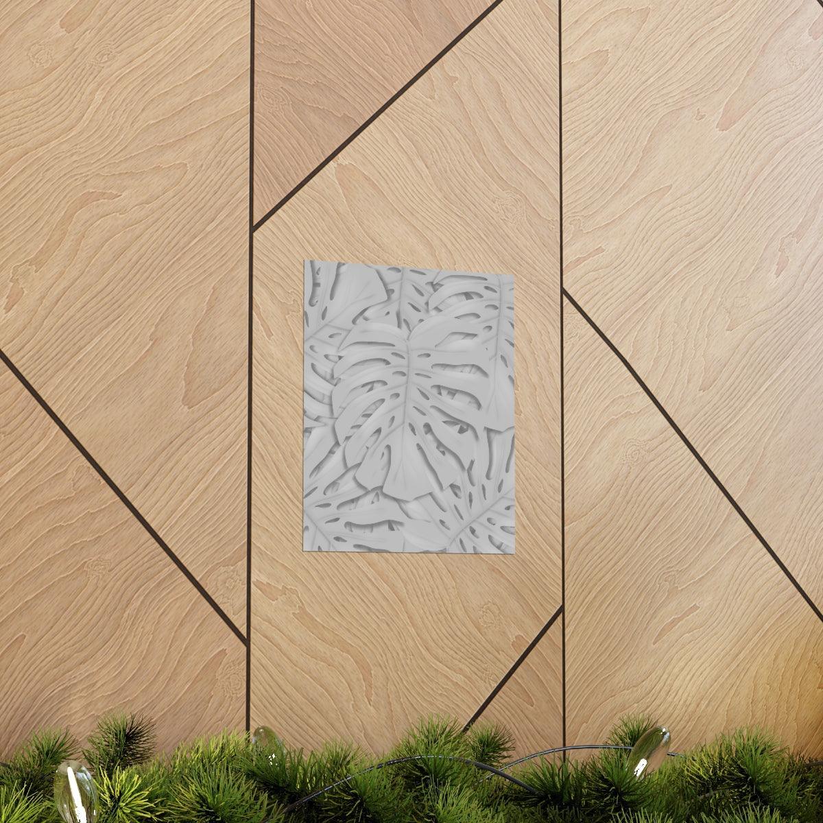 Soft Grey Monstera Botanical Print – Unframed Wall Art