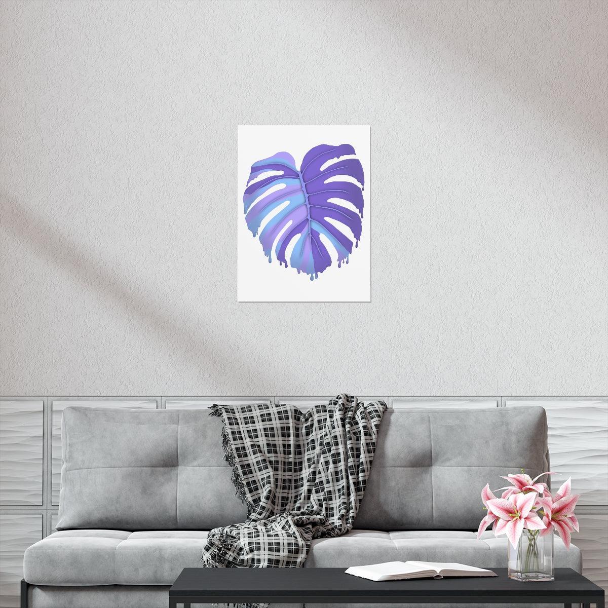 Purple Melting Monstera Botanical Print – Unframed Wall Art