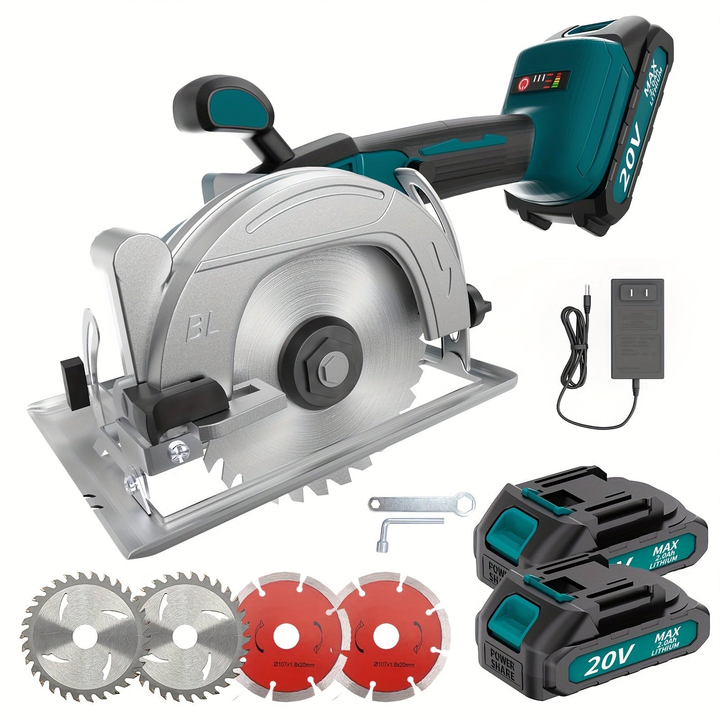 5-inch Brushless Circular Saw Kit - 20V Dual Smart Batteries And Battery Charger, Comes with 6 Saw Blades, Two Adjustable 45° Cutting Depths, Up to 6900 RPM - Ideal for Woodworking And Garden Projects.Christmas Gift, Shipped