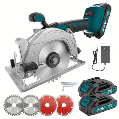 5-inch Brushless Circular Saw Kit - 20V Dual Smart Batteries And Battery Charger, Comes with 6 Saw Blades, Two Adjustable 45° Cutting Depths, Up to 6900 RPM - Ideal for Woodworking And Garden Projects.Christmas Gift, Shipped