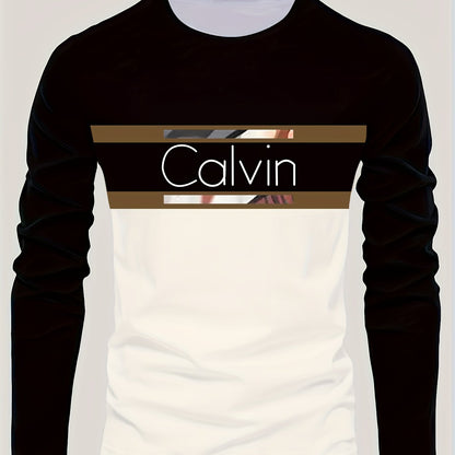 Men'S 3D Digital Printing Crew Neck Long-sleeved T-shirt | Casual Style, Slight Stretch Fabric, All Over Print, Regular Fit, Ideal for Fall/Winter, Perfect Gift for Family and Friends