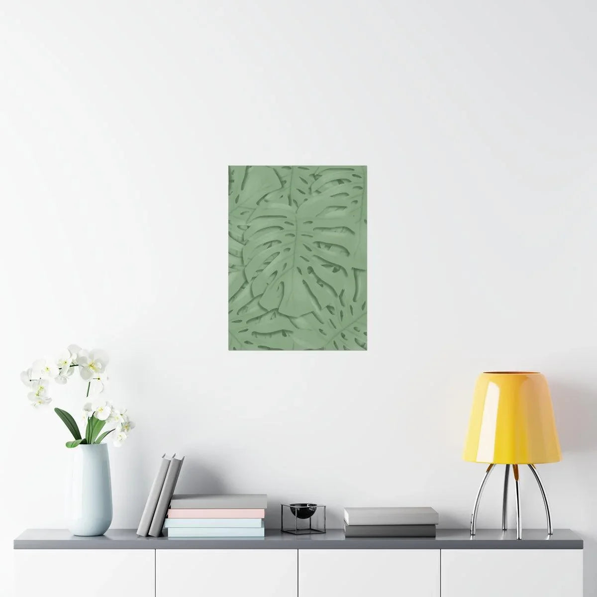 Sage Green Monstera Botanical Print – Unframed Wall Art