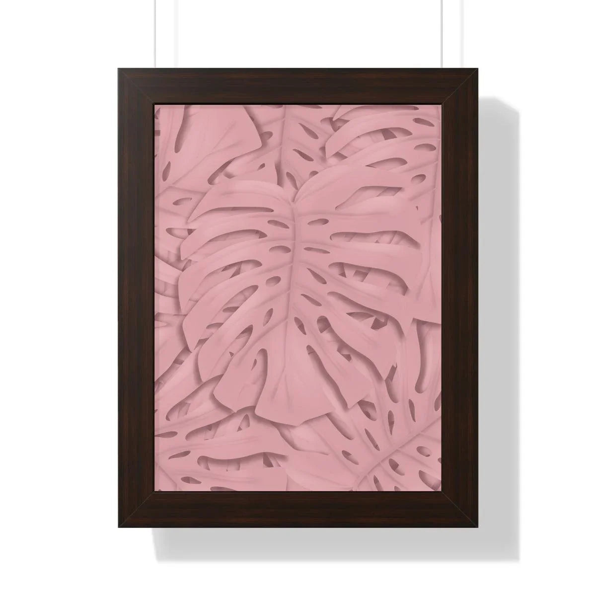 Soft Pink Monstera Framed Print – Botanical Wall Art