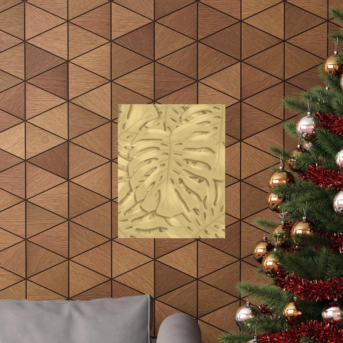 Golden Monstera Botanical Print – Unframed Wall Art
