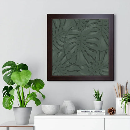 Deep Green Monstera Framed Print – Botanical Wall Art