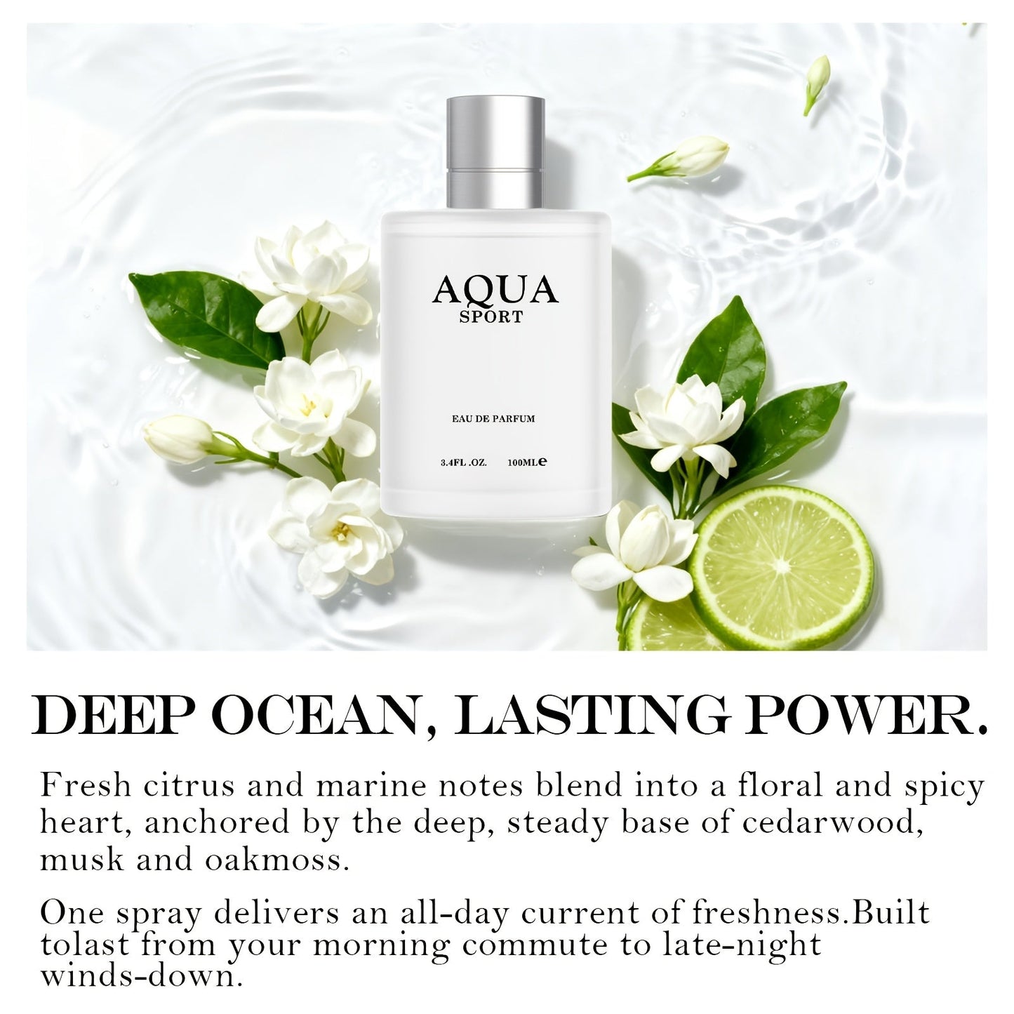 2PACK/6.76oz Men'S Aquatic Fresh Cologne Series | Energetic Citrus & Ocean Breeze Fusion With Marine Accord | All-Day Fresh Scent For Career Professionals, Fitness Enthusiasts & Social Gatherings | Men'S Premium Fragrance Set