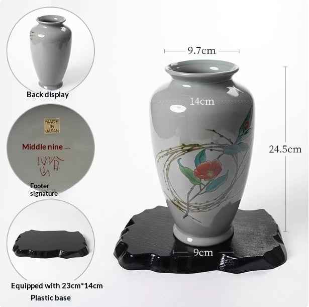 Brand-new Kutani-yaki Vase Ornament For Living Room Desk Decor