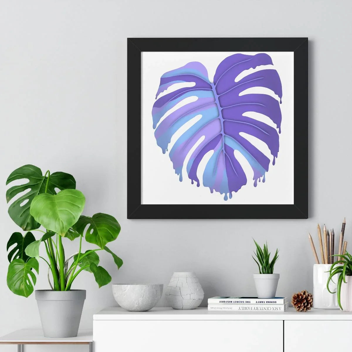 Purple Melting Monstera Framed Print – Botanical Wall Art