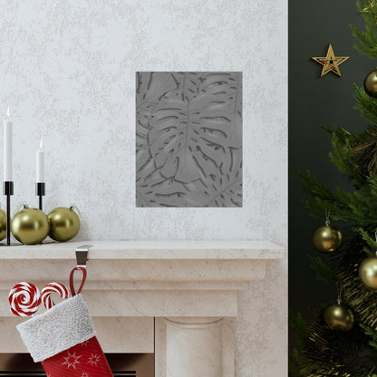 Grey Monstera Botanical Print – Unframed Wall Art