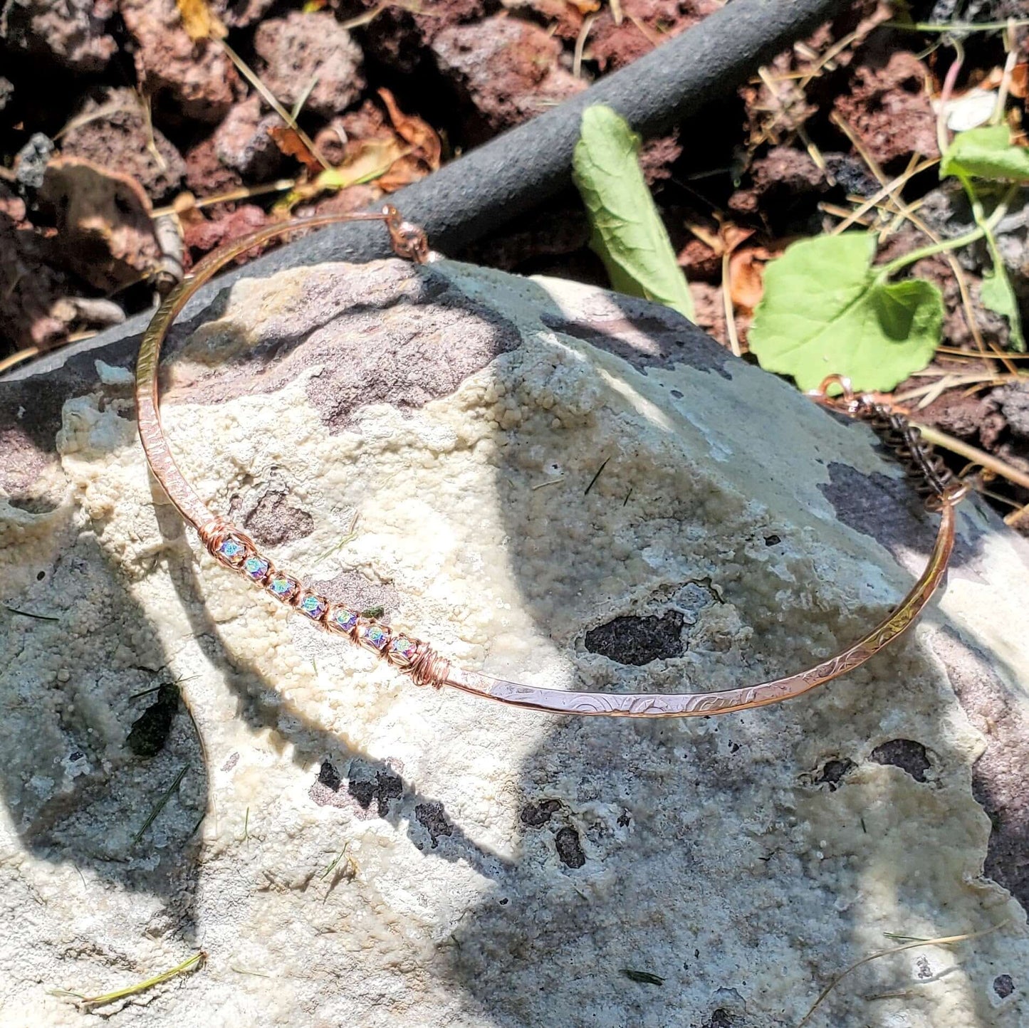 Handmade 7th Anniversary Copper Crystal Choker
