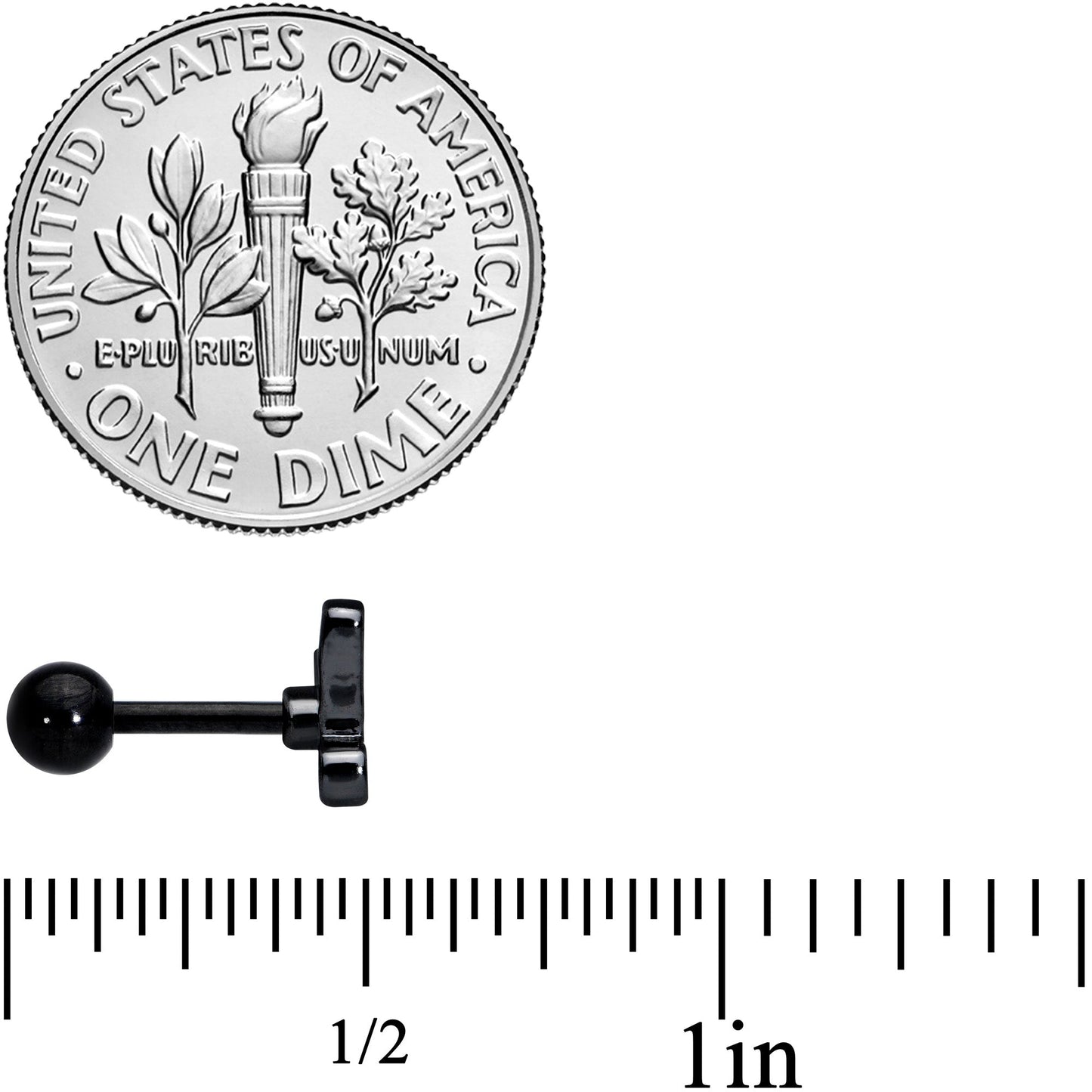 16G 1/4 Black Shark Bite Cartilage Tragus Earring
