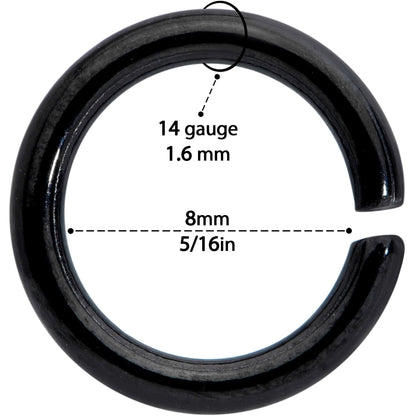 14G 5/16 Black Anodized Seamless Cartilage Ring Set of 12