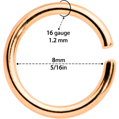 16G 5/16 Steel Rose Gold Tone Seamless Cartilage Ring Set of 12