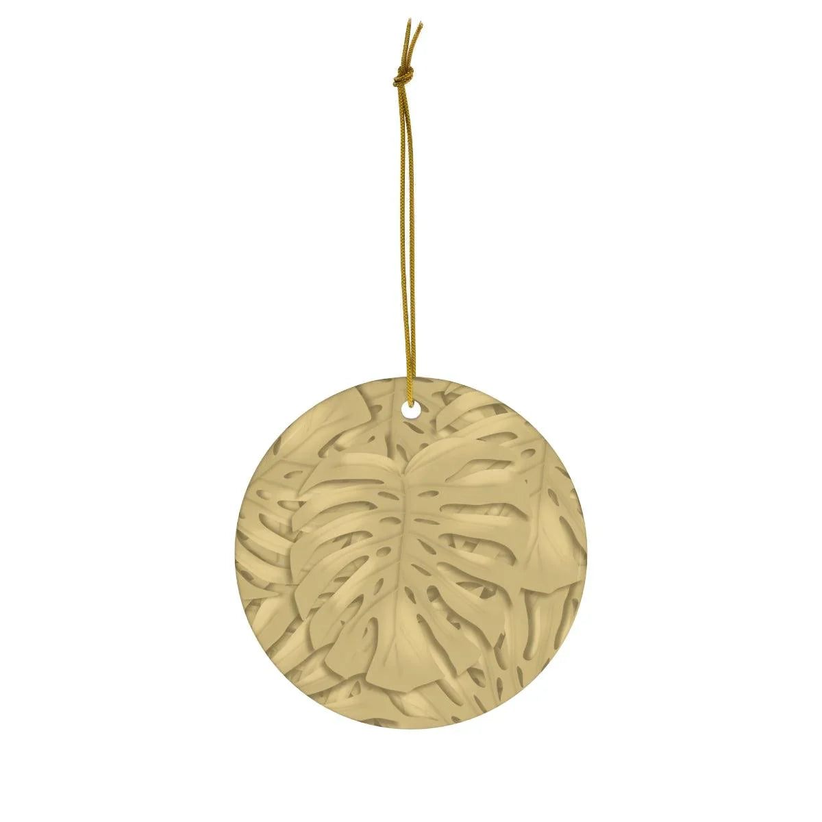 Golden Monstera Ceramic Ornament