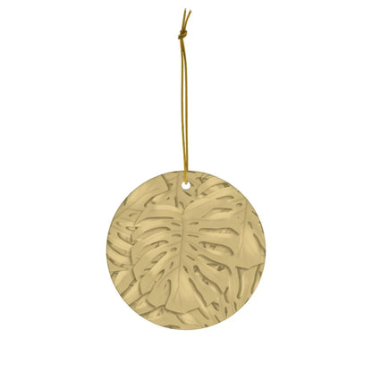 Golden Monstera Ceramic Ornament