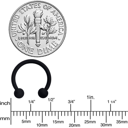 16G 3/8 Beauteous Black Matte Horseshoe Circular Barbell