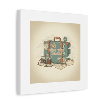 Pack Your Dreams Canvas | Retro Travel Postcard, Wanderlust Passport Stamp Art