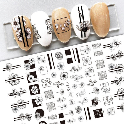 New Flower Nail Art Decal Plain Hand Painted
