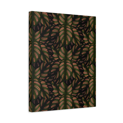 Calathea Pinstripe Pattern Canvas Print – Botanical Wall Art