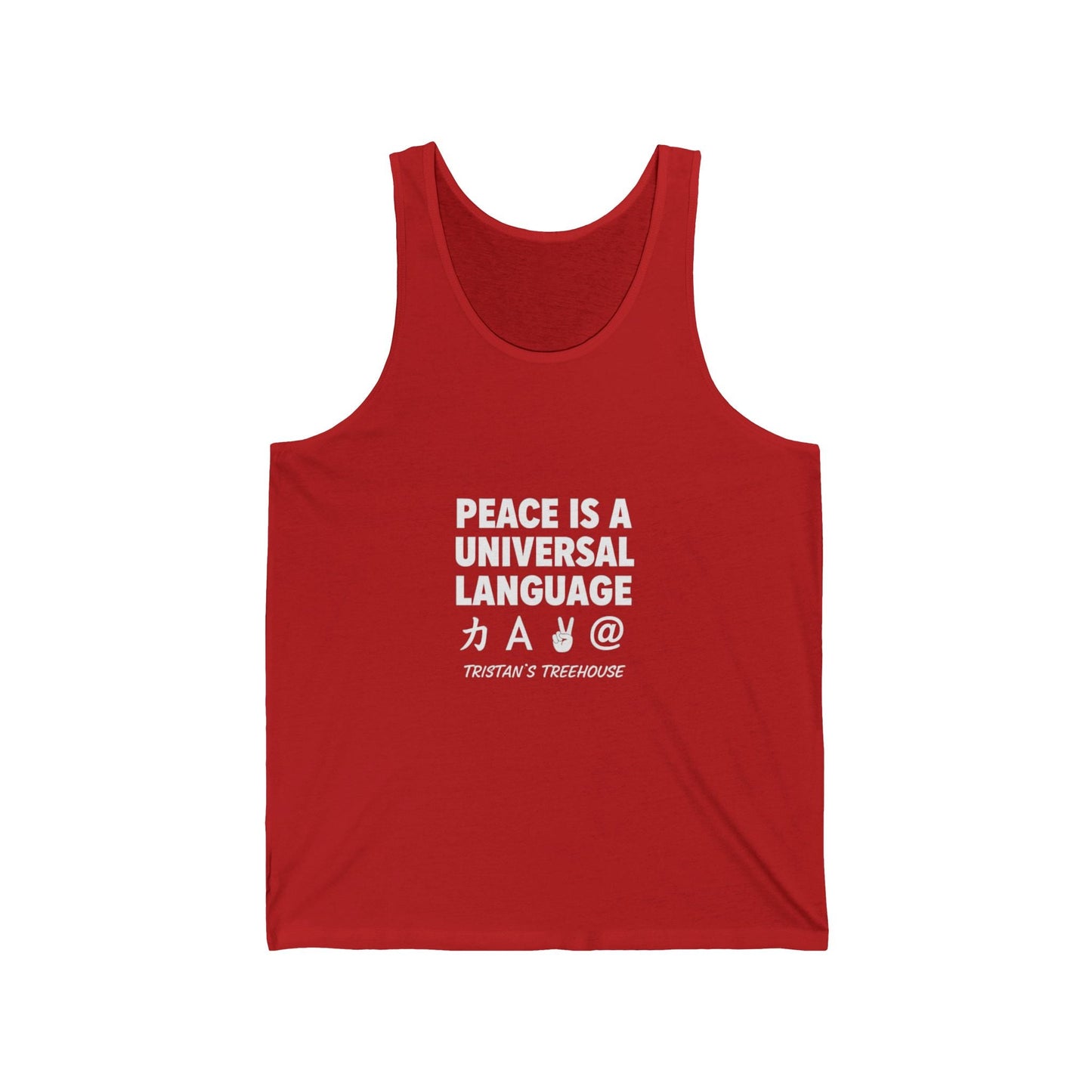 Peace Is a Universal Language Tank Top – Graphic Message Muscle Tee