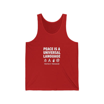 Peace Is a Universal Language Tank Top – Graphic Message Muscle Tee
