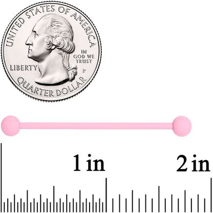14G Petal Pink Matte Industrial Barbell 38mm
