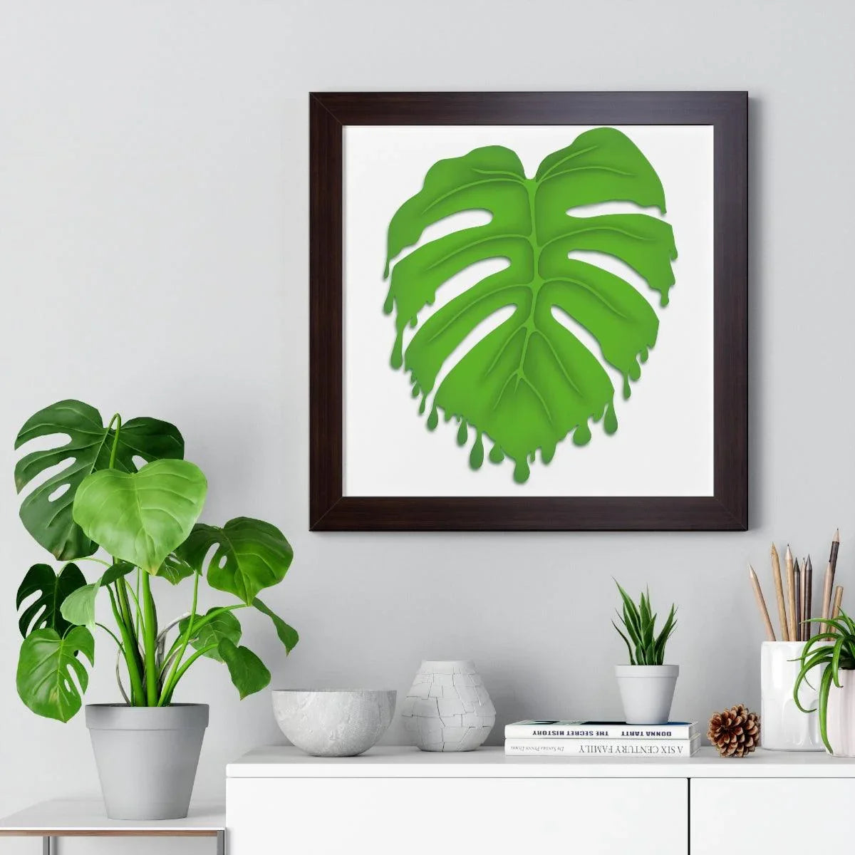 Melting Monstera Framed Print – Botanical Wall Art