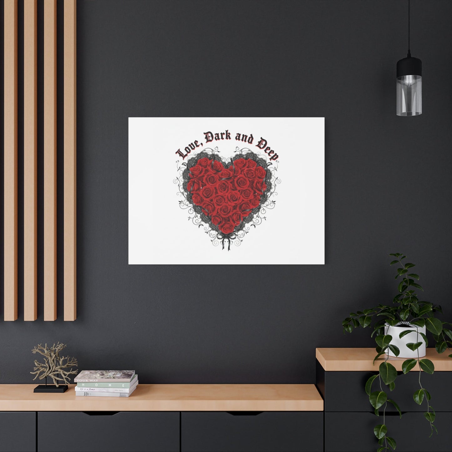 Love Dark and Deep Heart Canvas, Nu Romantic Gothic Romance, 80s Nostalgia